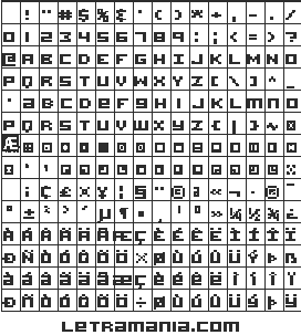 Vista previa del Mapa de Caracteres de la Tipograf�a
